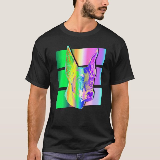 Camiseta Animal colorido de perro de Doberman (Anverso)