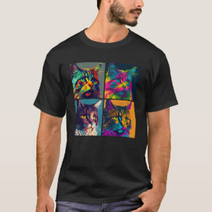Camiseta Animal colorido del Ilustracion pop del gato Maine