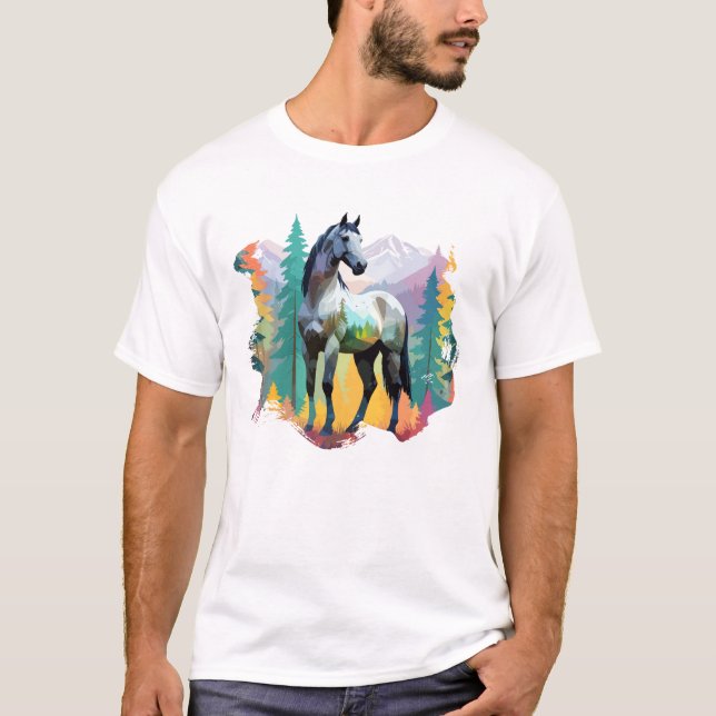 Camiseta Animal De Arte Vector De Caballos En La Naturaleza (Anverso)