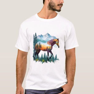 Camiseta Animal De Arte Vector De Caballos En La Naturaleza