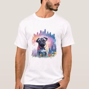 Camiseta Animal De Arte Vector De Pug En La Naturaleza Maje