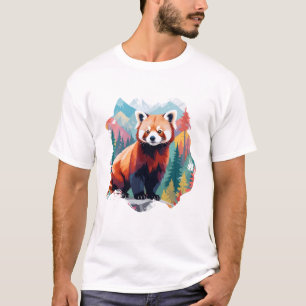 Camiseta Animal De Arte Vector Del Panda Rojo En La Natural