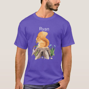 Camiseta Animal de bosque ardilla con nombre Ryan niña