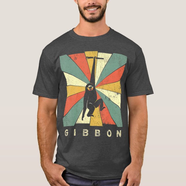 Camiseta Animal de estilo retro Gibbon Lover (Anverso)