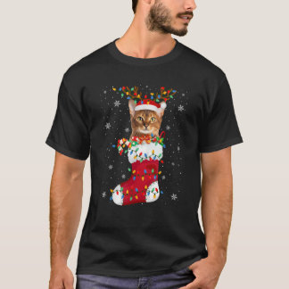 Camiseta Animal de gato abysiniano de Santa Hat en el árbol