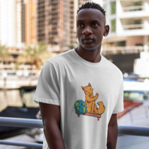 Camiseta Animal de gato jugando con el planeta