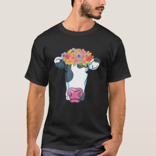 Camiseta Animal de granja lindo Flores Granjero Animal Vaca
