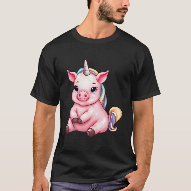 Camiseta Animal de granja magnética de cerdos de unicornio (Anverso)