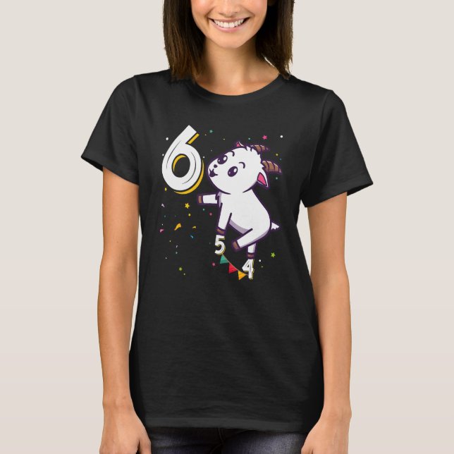 Camiseta Animal de la cabra 6º Chica de cumpleaños B Día 6  (Anverso)