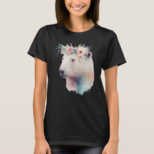 Camiseta Animal de la corona de flor de oso polar