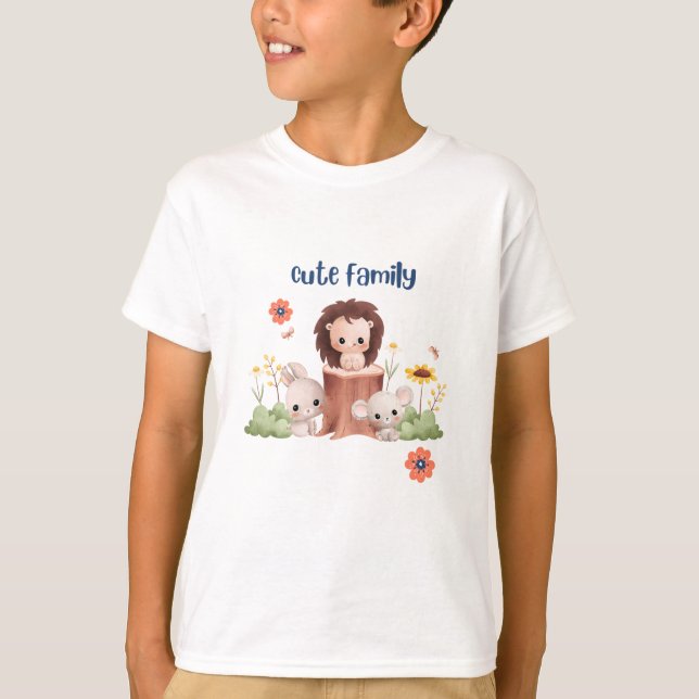 Camiseta animal de la familia Cute (Anverso)