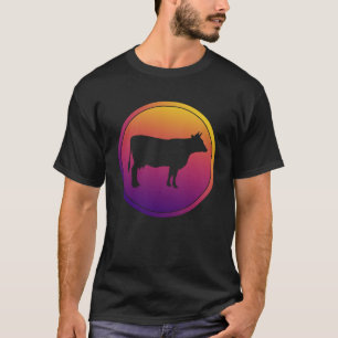Camiseta Animal de la granja Synthwave Cow