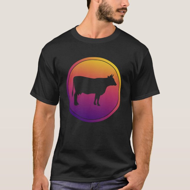 Camiseta Animal de la granja Synthwave Cow (Anverso)