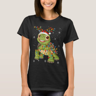 Camiseta Animal de la tortuga Santa Hat Ugly Christmas Tree