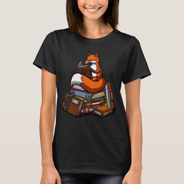 Camiseta Animal de lectura de libros de Fox Cute (Anverso)