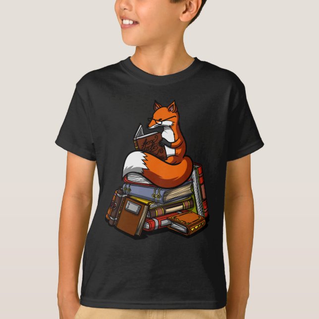 Camiseta Animal de lectura de libros de Fox Cute (Anverso)