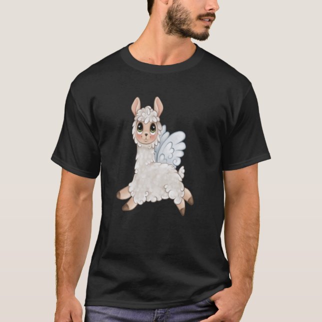 Camiseta animal de llama de alpaca volante (Anverso)
