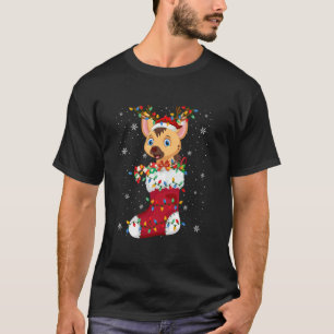 Camiseta Animal de Santa Hat Hyena en calcetines, luces de