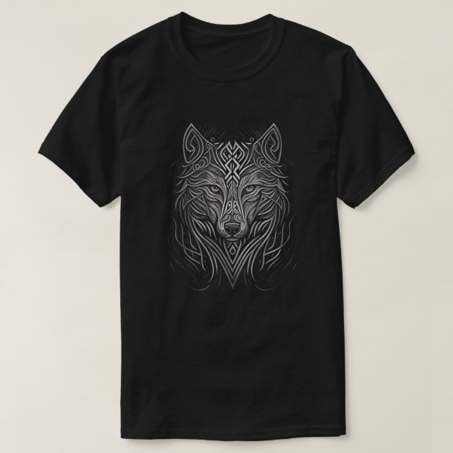 Camiseta Animal de vida salvaje Viking Wolf Tattoo V68 de e (Diseño del anverso)
