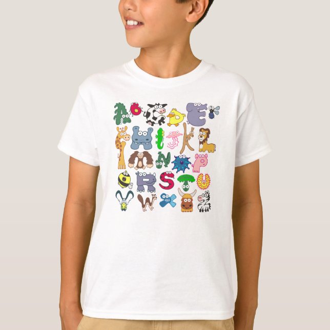 Camiseta animal del alfabeto (Anverso)