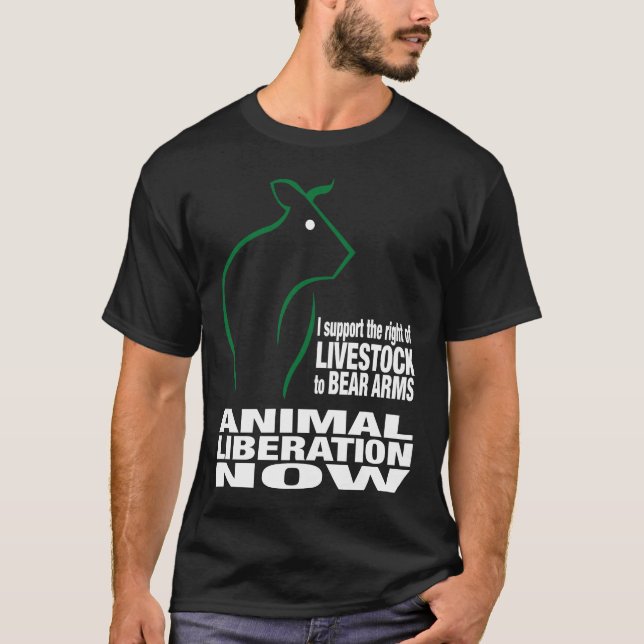Camiseta animal del negro de la liberación (Anverso)