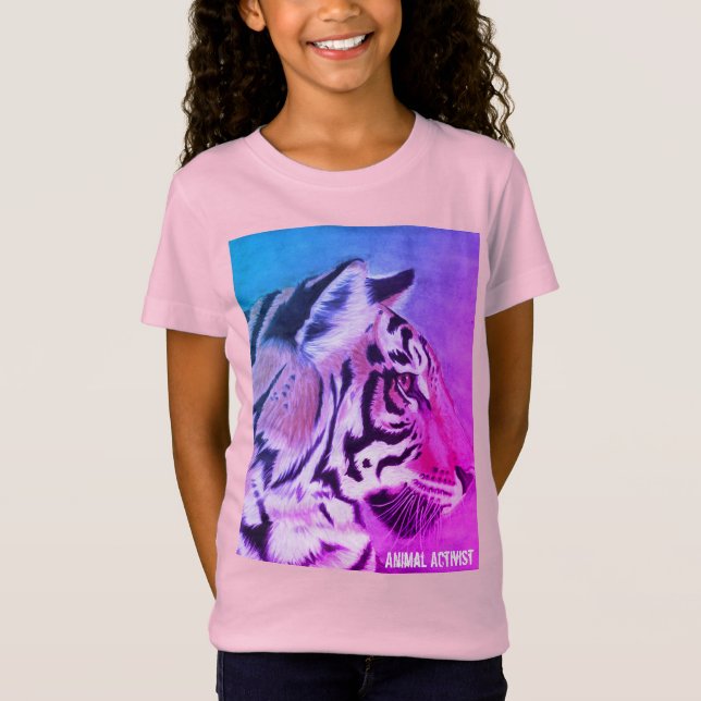 Camiseta animal del tigre del rosa del activista (Anverso)