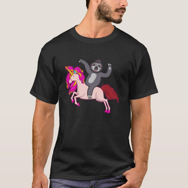 Camiseta animal divertida del unicornio del montar (Anverso)