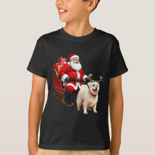 Camiseta Animal Dog Lover Santa Sleigh Maltese Reindeer Chr