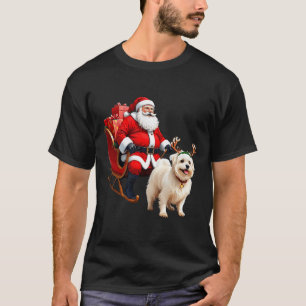Camiseta Animal Dog Lover Santa Sleigh Maltese Reindeer Chr