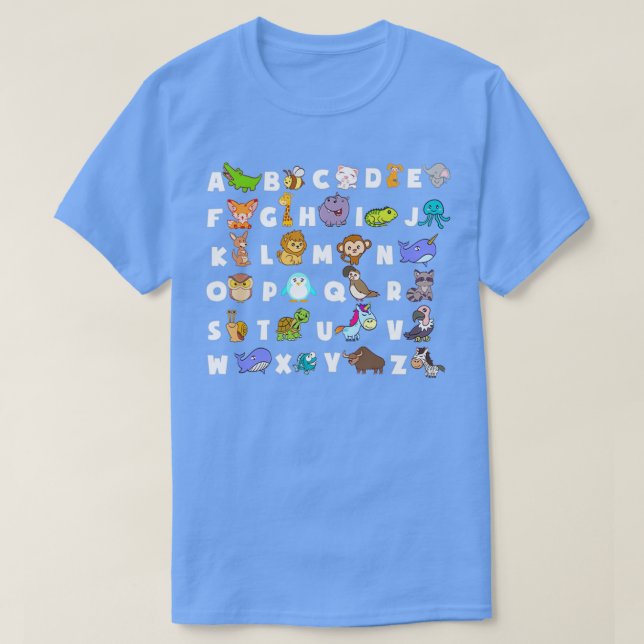 Camiseta Animal En Orden Alfabético Espíritu De Diseño ABCD (Diseño del anverso)