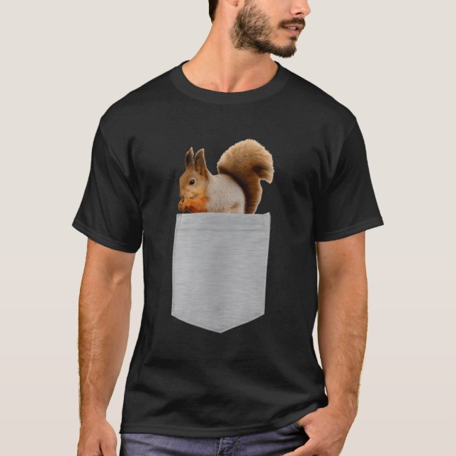 Camiseta Animal En Su Bolsillo Hola Ardilla Roja (Anverso)