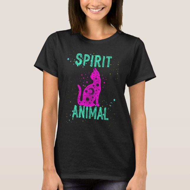 Camiseta Animal Espiritual Gato Celestial Comodidad Lindo A (Anverso)