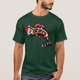 Camiseta Animal espiritual Haida Salmon con luces Navidades