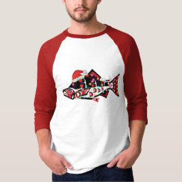 Camiseta Animal espiritual Haida Salmon con luces Navidades