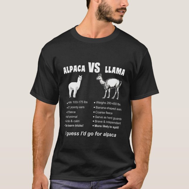 Camiseta Animal Facts Differences Llama Vs Alpaca Squad (Anverso)
