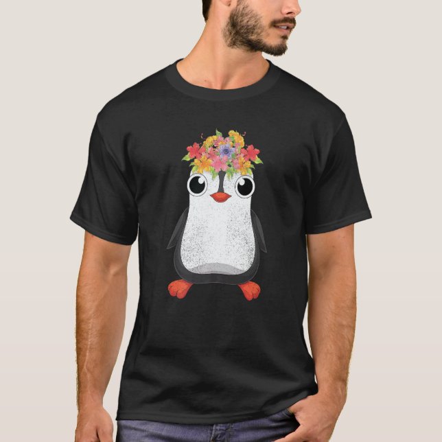 Camiseta Animal  Flowers Antarctica Zoo Animal Cute Penguin (Anverso)