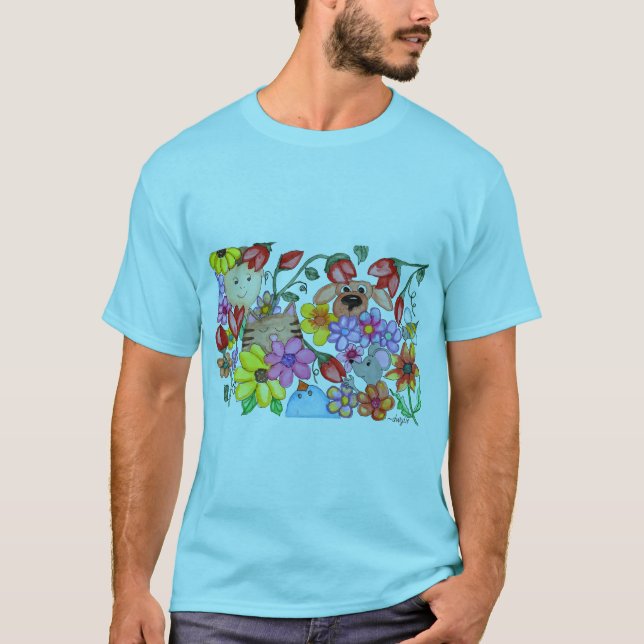 Camiseta Animal Friends Among the Flowers (Anverso)
