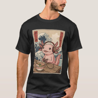 Camiseta Animal Gamer Axolotl Eating Ramen Japanese Kawaii