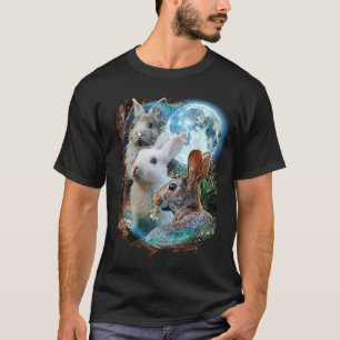 Camiseta Animal gráfico de conejo conejo conejo lunar