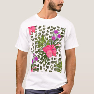 Camiseta Animal Hibiscus: Patrón acuarela sin foco.
