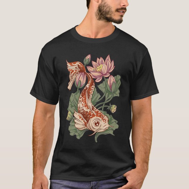 Camiseta Animal  Koi Fish  Flowers s (Anverso)