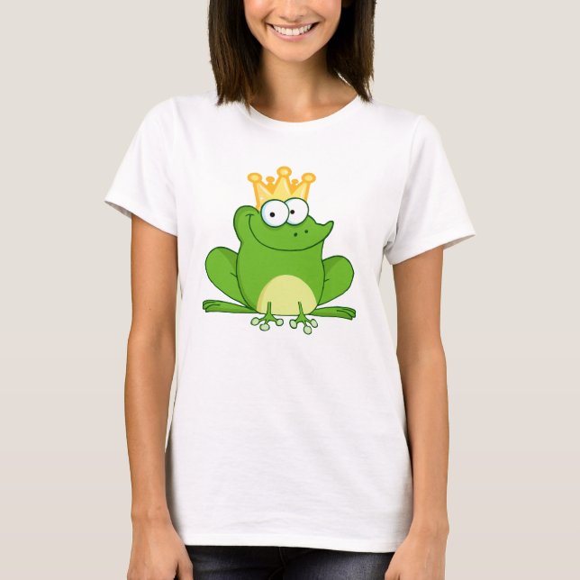 Camiseta Animal lindo del dibujo animado de rey Frog Frogs (Anverso)