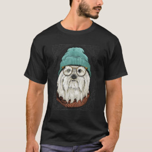 Camiseta Animal maltés de Hipster con gafas de sol maltés