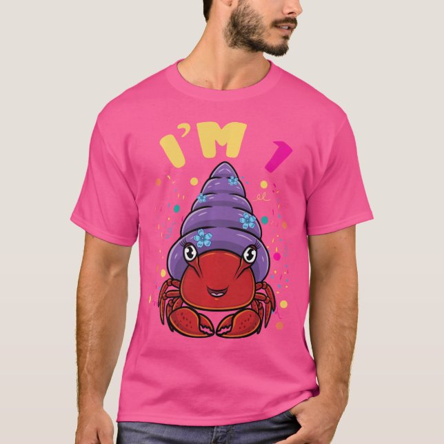 Camiseta Animal Marítimo Im 1 Hermit Crab Primer Cumpleaños (Anverso)