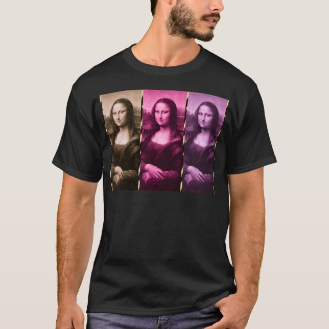 Camiseta Animal Mona Lisa Imprimir Chocolate Púrpura Rosa (Anverso)