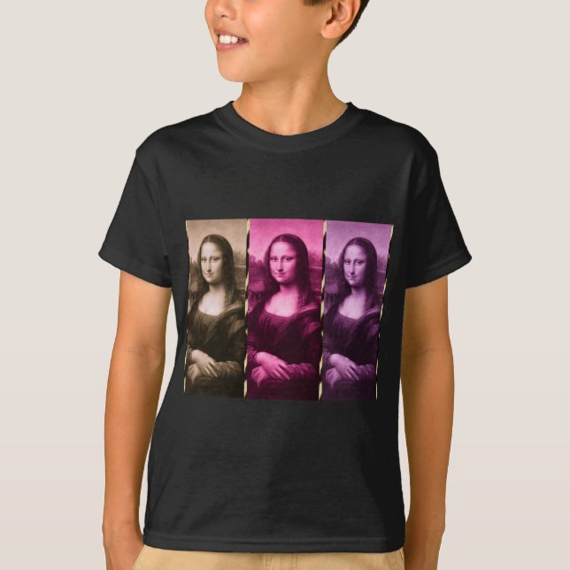 Camiseta Animal Mona Lisa Imprimir Chocolate Púrpura Rosa (Anverso)