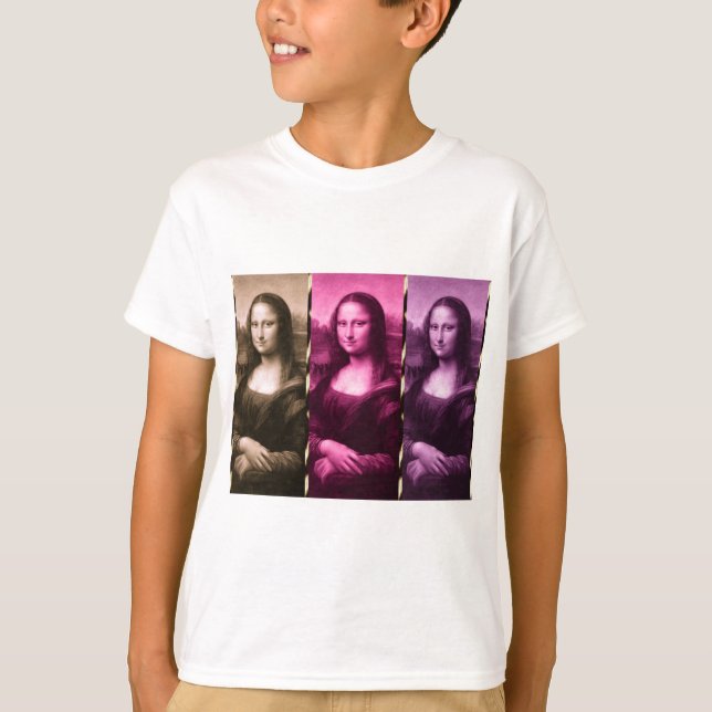 Camiseta Animal Mona Lisa Imprimir Chocolate Púrpura Rosa (Anverso)
