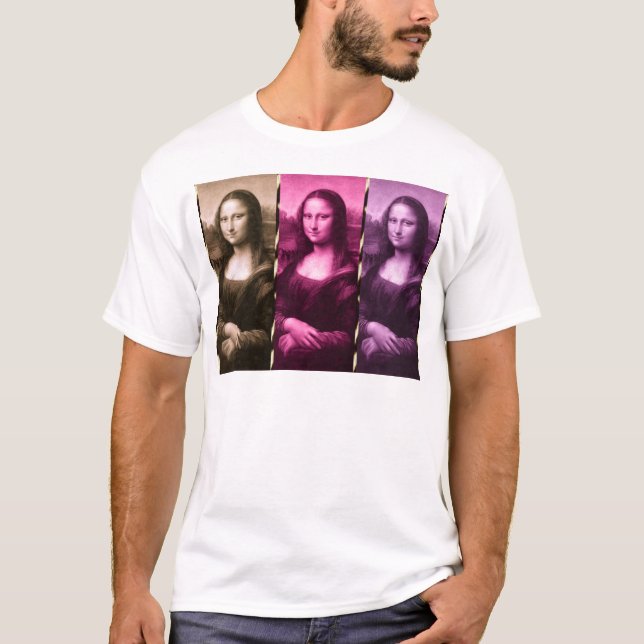 Camiseta Animal Mona Lisa Imprimir Chocolate Púrpura Rosa (Anverso)