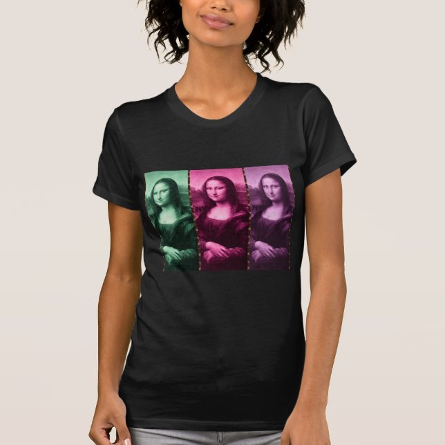 Camiseta Animal Mona Lisa Imprimir púrpura rosa verde (Anverso)