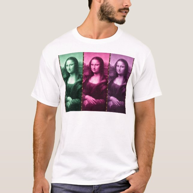 Camiseta Animal Mona Lisa Imprimir púrpura rosa verde (Anverso)